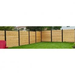 New 🧨 81 in. x 1-1/4 in. x 1-1/4 in. Black Aluminum Fence Channels, for 7ft. High fence, 2 per pack, includes screws by Slipfence ⭐ -Cheap Fence Gates Plus Store black powder coated slipfence composite fence rails sf2 hck07 76 1000