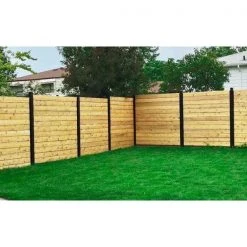 Wholesale ⭐ 91 in. x 1-1/4 in. x 1-1/4 in. Black Aluminum Fence Channels, for 8ft. High fence, 2 per pack, includes screws by Slipfence 🤩 -Cheap Fence Gates Plus Store black powder coated slipfence composite fence rails sf2 hck08 fa 1000
