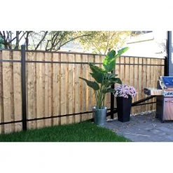 Cheapest 🔔 1.5 in. x 3 in. x 92 in. Black Aluminum Vertical Fence Stringer Kit, Includes 2 Stringers, 4 Brackets and All Fasteners by Slipfence 🛒 -Cheap Fence Gates Plus Store black powder coated slipfence composite fence rails sf2 vsk92 1f 1000