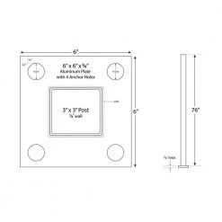 Promo 🥰 3 in. x 3 in. x 76 in. Black Powder Coated Aluminum Surface Mount Fence Post Includes Post Cap by Slipfence ⭐ -Cheap Fence Gates Plus Store black slipfence metal fence posts sf2 pp376 40 1000