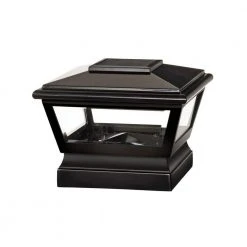New 🎉 5 in. x 5 in. Black Vinyl Solar Light Post Cap with Black Base by Veranda ✨