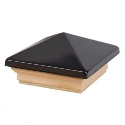Buy 🎁 4 in. x 4 in. Black Pyramid Post Cap with Pine Base by Waddell ❤️