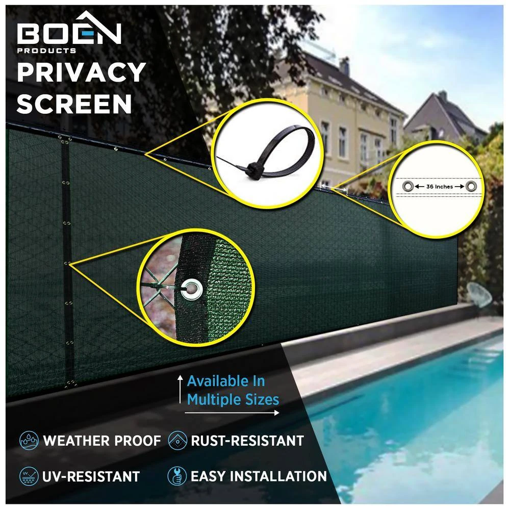 Top 10 ❤️ 68 in. x 150 ft. Green Privacy Fence Screen Netting Mesh with Reinforced Grommet for Chain link Garden Fence by BOEN ✔️ 4 Top 10 ❤️ 68 in. x 150 ft. Green Privacy Fence Screen Netting Mesh with Reinforced Grommet for Chain link Garden Fence by BOEN ✔️ - Image 2