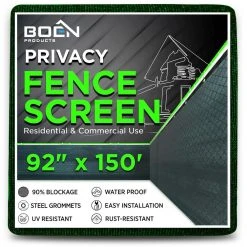 Best deal ⭐ 92 in. x 150 ft. Green Privacy Fence Screen Netting Mesh with Reinforced Grommet for Chain link Garden Fence by BOEN 🔥