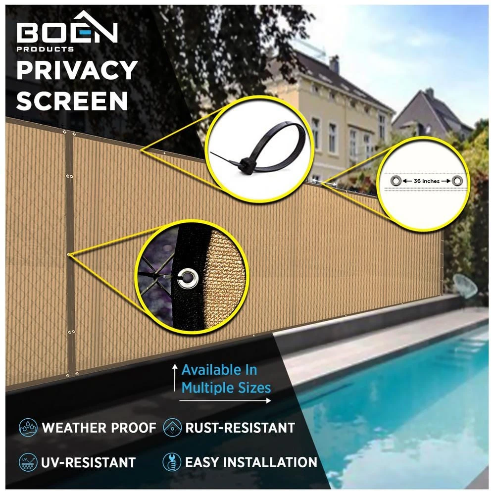Discount ๐ 6 ft. x 20 ft. Beige Privacy Fence Screen Netting Mesh with Reinforced Grommet for Chain link Garden Fence by BOEN ๐งจ 4 Discount ๐ 6 ft. x 20 ft. Beige Privacy Fence Screen Netting Mesh with Reinforced Grommet for Chain link Garden Fence by BOEN ๐งจ - Image 2