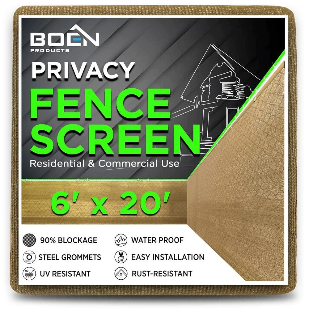 Discount ๐ 6 ft. x 20 ft. Beige Privacy Fence Screen Netting Mesh with Reinforced Grommet for Chain link Garden Fence by BOEN ๐งจ 3 Discount ๐ 6 ft. x 20 ft. Beige Privacy Fence Screen Netting Mesh with Reinforced Grommet for Chain link Garden Fence by BOEN ๐งจ