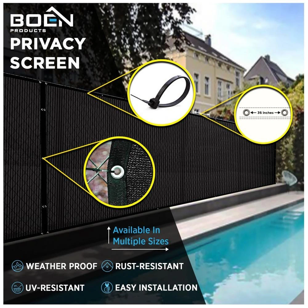 Budget 🔔 6 ft. X 100 ft. Black Privacy Fence Screen Netting Mesh with Reinforced Grommet for Chain link Garden Fence by BOEN 🛒 4 Budget 🔔 6 ft. X 100 ft. Black Privacy Fence Screen Netting Mesh with Reinforced Grommet for Chain link Garden Fence by BOEN 🛒 - Image 2