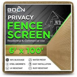 Flash Sale 😀 6 ft. X 100 ft. Beige Privacy Fence Screen Netting Mesh with Reinforced Grommet for Chain link Garden Fence by BOEN ✔️