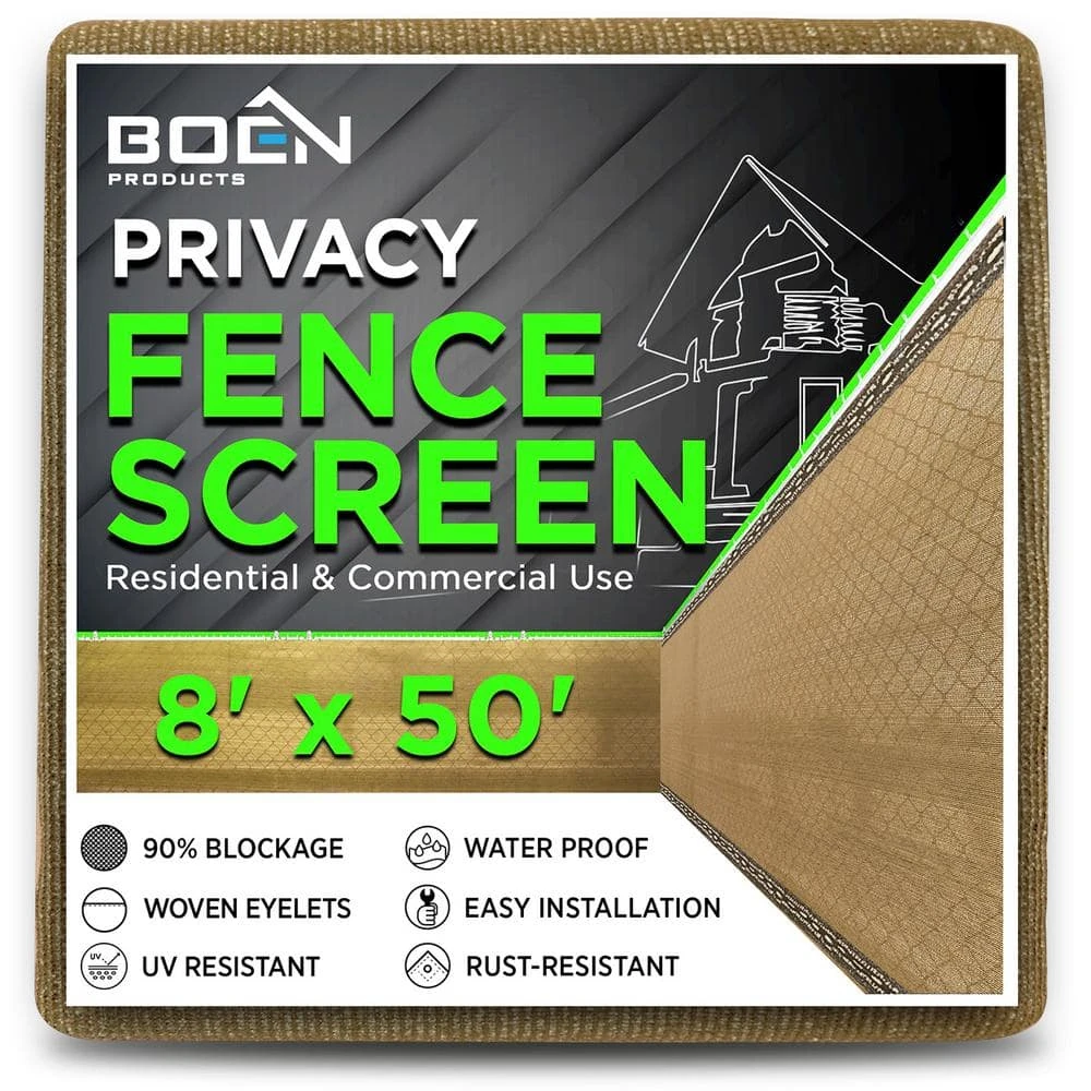 Promo ๐ฏ 8 ft. x 50 ft. Beige Privacy Fence Screen Netting Mesh with Reinforced Eyelets for Chain link Garden Fence by BOEN ๐ฅ 3 Promo ๐ฏ 8 ft. x 50 ft. Beige Privacy Fence Screen Netting Mesh with Reinforced Eyelets for Chain link Garden Fence by BOEN ๐ฅ