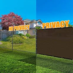 Buy 💯 5 ft. H x 50 ft. W Brown Fence Outdoor Privacy Screen with Black Edge Bindings and Grommets by AMGO 😉 -Cheap Fence Gates Plus Store brown amgo outdoor privacy screens fence550brown 4f 1000