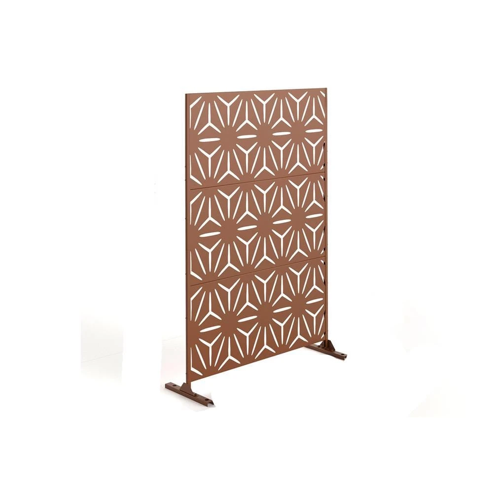 Coupon 🥰 6.5 ft. H x 4 ft. W Laser Cut Metal Privacy Screen in Brown, 3 panels by Unbranded 😀 3 Coupon 🥰 6.5 ft. H x 4 ft. W Laser Cut Metal Privacy Screen in Brown, 3 panels by Unbranded 😀