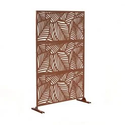 Buy ⭐ 6.5 ft. H x 4 ft. W Laser Cut Metal Privacy Screen in Brown, 3 panels by Unbranded ⌛