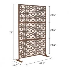 Promo 🥰 6.5 ft. H x 4 ft. W Laser Cut Metal Privacy Screen in Brown, 3 panels by Unbranded ❤️ 15 Promo 🥰 6.5 ft. H x 4 ft. W Laser Cut Metal Privacy Screen in Brown, 3 panels by Unbranded ❤️ -Cheap Fence Gates Plus Store brown outdoor privacy screens byy527 14 76 1000