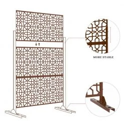 Promo 🥰 6.5 ft. H x 4 ft. W Laser Cut Metal Privacy Screen in Brown, 3 panels by Unbranded ❤️ 14 Promo 🥰 6.5 ft. H x 4 ft. W Laser Cut Metal Privacy Screen in Brown, 3 panels by Unbranded ❤️ -Cheap Fence Gates Plus Store brown outdoor privacy screens byy527 14 fa 1000