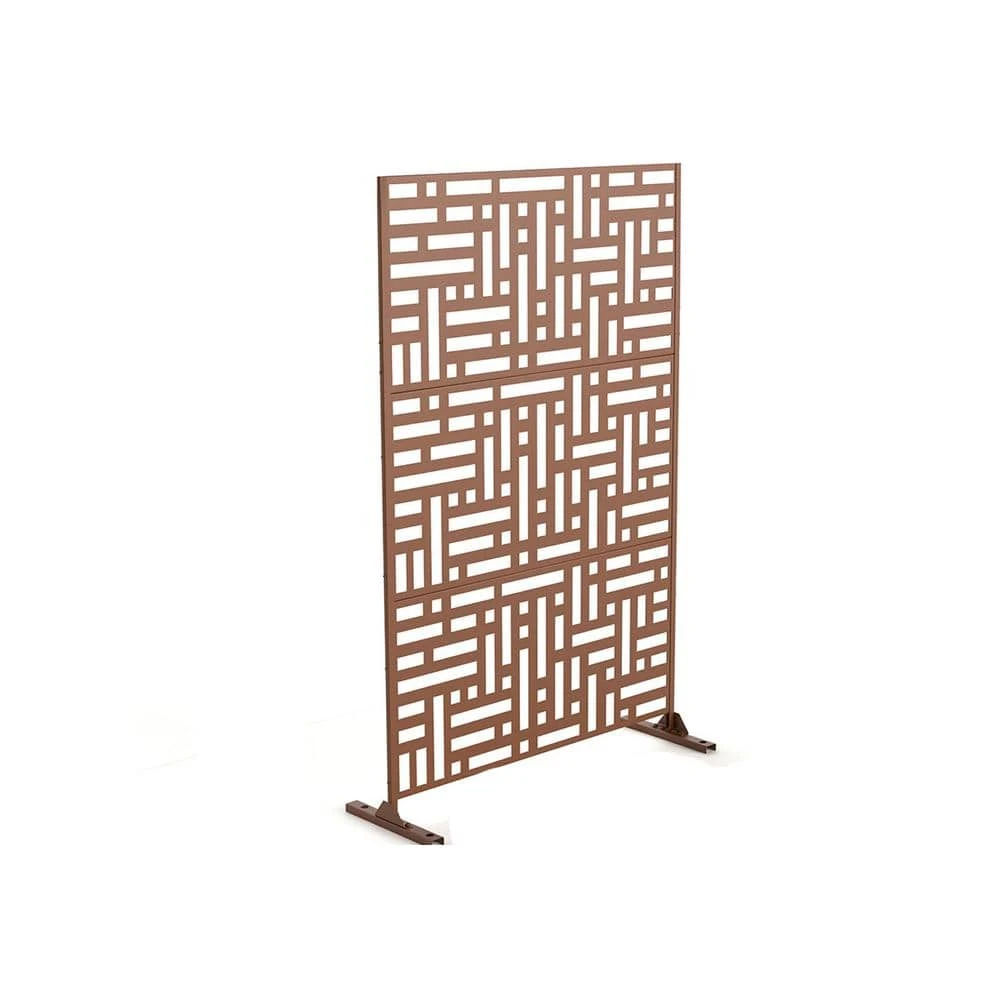 Best deal ๐ 6.33 ft. H x 3.93 ft. W Laser Cut Metal Privacy Screen in Brown, 3 panels by Unbranded โญ 3 Best deal ๐ 6.33 ft. H x 3.93 ft. W Laser Cut Metal Privacy Screen in Brown, 3 panels by Unbranded โญ