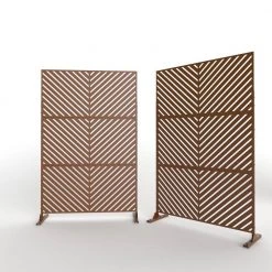 Budget ✨ 6.5 ft. H x 4 ft. W Outdoor Laser Cut Metal Privacy Screen, 24 in. x 48 in. x 3 panels, Brown by Unbranded 🔥 -Cheap Fence Gates Plus Store brown outdoor privacy screens byy722 5 44 1000