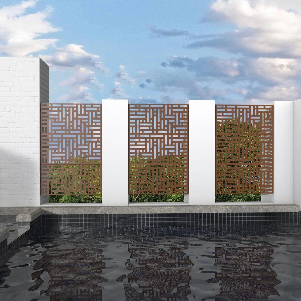 Cheap π 6.3 ft. H x 3.93 ft. L Laser Cut Metal Privacy Screen in Brown (3-Piece) by Unbranded π₯° 6 Cheap π 6.3 ft. H x 3.93 ft. L Laser Cut Metal Privacy Screen in Brown (3-Piece) by Unbranded π₯° - Image 4