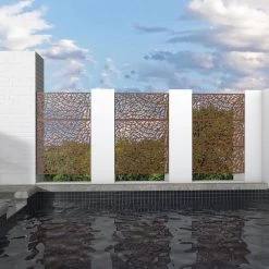 Deals ✨ 6.5 ft. H x 4 ft. W Laser Cut Galvanized Steel Privacy Screen by Unbranded 🎉 11 Deals ✨ 6.5 ft. H x 4 ft. W Laser Cut Galvanized Steel Privacy Screen by Unbranded 🎉 -Cheap Fence Gates Plus Store brown outdoor privacy screens d0102hpkmzv 1f 1000