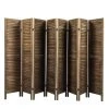 Buy ⌛ 8 Panel Screen Folding Louvered Room Divider Sycamore Wood, Brown by Unbranded 👏 -Cheap Fence Gates Plus Store brown outdoor privacy screens gm h 395 64 1000
