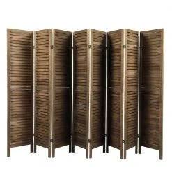 Buy ⌛ 8 Panel Screen Folding Louvered Room Divider Sycamore Wood, Brown by Unbranded 👏