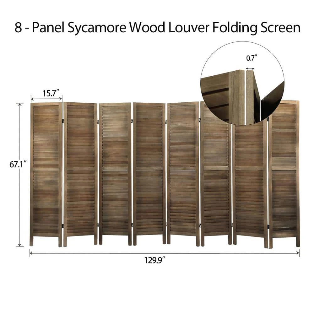 Buy β 8 Panel Screen Folding Louvered Room Divider Sycamore Wood, Brown by Unbranded π 4 Buy β 8 Panel Screen Folding Louvered Room Divider Sycamore Wood, Brown by Unbranded π - Image 2