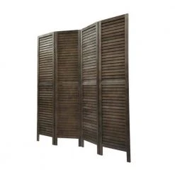 Best Pirce ⌛ 4-Panel Wood Room Divider Louver Partition Screen, 5.6 ft. Tall Folding Privacy Screen for Home Office, Bedroom, Brown by Unbranded ⌛ -Cheap Fence Gates Plus Store brown outdoor privacy screens gm h 397 44 1000