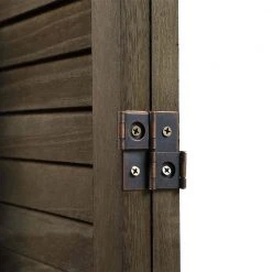 Best Pirce ⌛ 4-Panel Wood Room Divider Louver Partition Screen, 5.6 ft. Tall Folding Privacy Screen for Home Office, Bedroom, Brown by Unbranded ⌛ -Cheap Fence Gates Plus Store brown outdoor privacy screens gm h 397 4f 1000