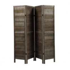 Best Pirce ⌛ 4-Panel Wood Room Divider Louver Partition Screen, 5.6 ft. Tall Folding Privacy Screen for Home Office, Bedroom, Brown by Unbranded ⌛ -Cheap Fence Gates Plus Store brown outdoor privacy screens gm h 397 76 1000