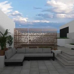 Promo ⌛ 6.5 ft. H x 4 ft. W Laser Cut Metal Privacy Screen 3 Panels by Unbranded 🎁 -Cheap Fence Gates Plus Store brown outdoor privacy screens gm l 13 4f 1000