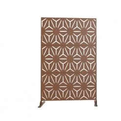 Cheapest ✨ 6.5 ft. H x 4 ft. W Brown Laser Cut Metal Privacy Screen 3-Panels by Unbranded 👍