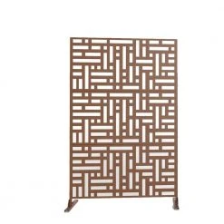 Deals ๐ 6.33 ft. H x 3.93 ft. W Brown Laser Cut Metal Privacy Screen 3-Panels by Unbranded โจ