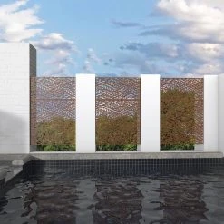 Outlet 🤩 6.5 ft. H x 4 ft. W Brown Laser Cut Metal Privacy Screen 3-Panels by Unbranded 💯 -Cheap Fence Gates Plus Store brown outdoor privacy screens gm l 25 4f 1000