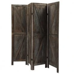 Discount ⭐ 4-Panel Brown Wood Privacy Room Divider Upscale Sycamore Solid Folding Wall Room Divider Screens Partial Partition by Unbranded 🛒