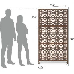 Budget 👍 6.5 ft. H x 4 ft. W Laser Cut Metal Privacy Screen in Brown 3 Panels by Unbranded 🤩 -Cheap Fence Gates Plus Store brown outdoor privacy screens sw pm br 14 4f 1000