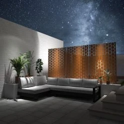 Wholesale ⭐ 76 in. H x 47.2 in. W x 15.7 in. D Brown Panels Laser Cut Metal Privacy Screen by Unbranded 🧨 -Cheap Fence Gates Plus Store brown outdoor privacy screens sxbhpkmyu fa 1000