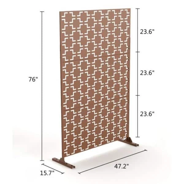 Wholesale ❤️ 6.33 ft. H x 3.93 ft. W Brown Laser Cut Metal Privacy Screen (3-Panels) by Unbranded 😍 8 Wholesale ❤️ 6.33 ft. H x 3.93 ft. W Brown Laser Cut Metal Privacy Screen (3-Panels) by Unbranded 😍 - Image 6