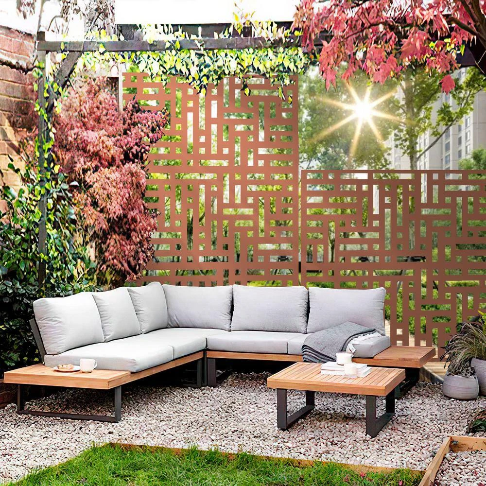 Budget ๐ 6.33 ft. H x 3.93 ft. W Laser Cut Metal Privacy Screen in Brown by Unbranded ๐งจ 5 Budget ๐ 6.33 ft. H x 3.93 ft. W Laser Cut Metal Privacy Screen in Brown by Unbranded ๐งจ - Image 3