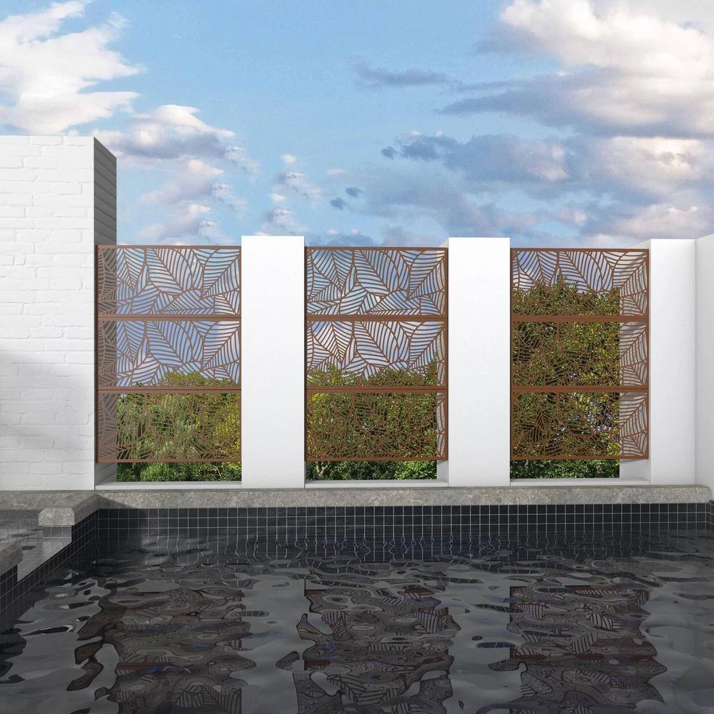 Discount ⌛ 6.5 ft. H x 4 ft. W Patio Laser Cut Metal Privacy Screen in Brown by Unbranded ✨ 5 Discount ⌛ 6.5 ft. H x 4 ft. W Patio Laser Cut Metal Privacy Screen in Brown by Unbranded ✨ - Image 3