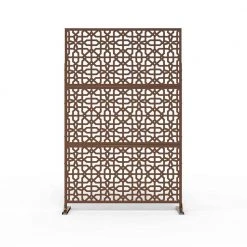 Cheap ⌛ 6.5 ft. H x 4 ft. W Laser Cut Metal Privacy Screen in Brown by Unbranded ❤️
