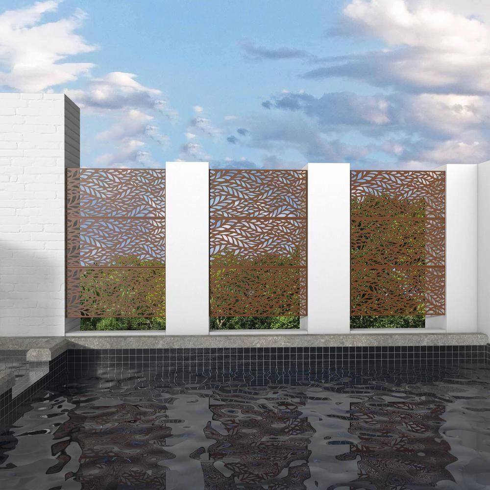 Cheapest ❤️ 6.5 ft. H x 4 ft. W Laser Cut Metal Privacy Screen in Brown by Unbranded 🛒 6 Cheapest ❤️ 6.5 ft. H x 4 ft. W Laser Cut Metal Privacy Screen in Brown by Unbranded 🛒 - Image 4