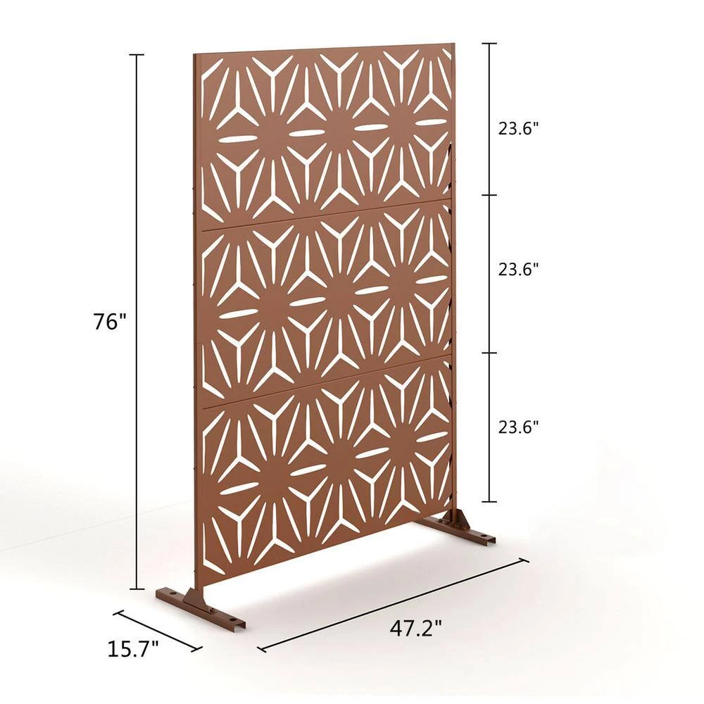 Discount ⭐ 6.5 ft. H x 4 ft. W Laser Cut Metal Privacy Screen in Brown by Unbranded ✔️ 7 Discount ⭐ 6.5 ft. H x 4 ft. W Laser Cut Metal Privacy Screen in Brown by Unbranded ✔️ - Image 5