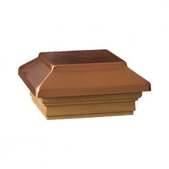 Cheapest ⭐ 4 in. x 4 in. Cedar Victoria Copper Plateau Wood Flat Post Cap by DeckoRail ❤️