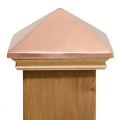 Best deal 🤩 Miterless 6 in. x 6 in. Untreated Wood Flat Slip Over Fence Post Cap with Copper Pyramid by Protectyte 👏 -Cheap Fence Gates Plus Store copper protectyte deck post caps ftbc0534m 4f 1000
