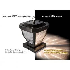 Outlet 🎉 Manchester 4 in. x 4 in. Dark Bronze ABS Plastic Outdoor LED Solar Post Cap (2-Pack) by Classy Caps ⭐ -Cheap Fence Gates Plus Store dark bronze classy caps deck post caps sl994 1f 1000