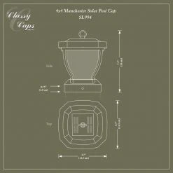 Outlet 🎉 Manchester 4 in. x 4 in. Dark Bronze ABS Plastic Outdoor LED Solar Post Cap (2-Pack) by Classy Caps ⭐ -Cheap Fence Gates Plus Store dark bronze classy caps deck post caps sl994 fa 1000