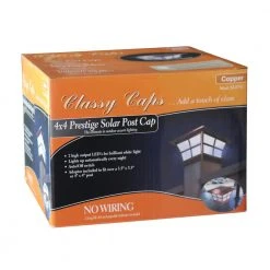 Flash Sale 😀 Prestige 4 in. x 4 in. Outdoor Electroplated Copper LED Solar Post Cap (2-Pack) by Classy Caps 💯 -Cheap Fence Gates Plus Store electroplated copper classy caps deck post caps sl079c 1d 1000
