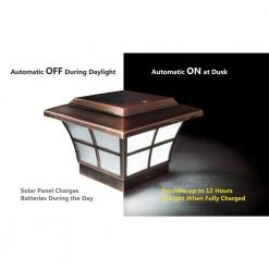 Flash Sale 😀 Prestige 4 in. x 4 in. Outdoor Electroplated Copper LED Solar Post Cap (2-Pack) by Classy Caps 💯 -Cheap Fence Gates Plus Store electroplated copper classy caps deck post caps sl079c 1f 1000