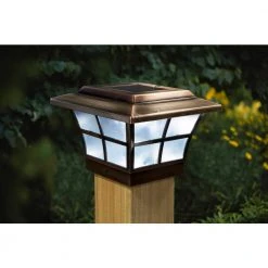 Flash Sale 😀 Prestige 4 in. x 4 in. Outdoor Electroplated Copper LED Solar Post Cap (2-Pack) by Classy Caps 💯 -Cheap Fence Gates Plus Store electroplated copper classy caps deck post caps sl079c 4f 1000