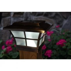 Flash Sale 😀 Prestige 4 in. x 4 in. Outdoor Electroplated Copper LED Solar Post Cap (2-Pack) by Classy Caps 💯 -Cheap Fence Gates Plus Store electroplated copper classy caps deck post caps sl079c c3 1000