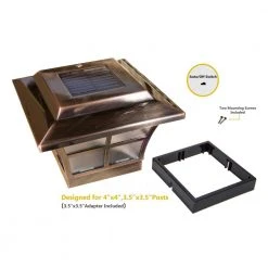 Flash Sale 😀 Prestige 4 in. x 4 in. Outdoor Electroplated Copper LED Solar Post Cap (2-Pack) by Classy Caps 💯 -Cheap Fence Gates Plus Store electroplated copper classy caps deck post caps sl079c fa 1000